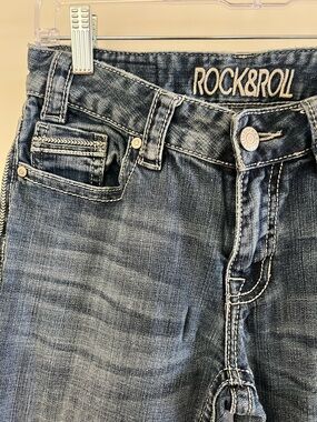 Rock & Roll Cowgirl Distressed Blue Denim Jeans